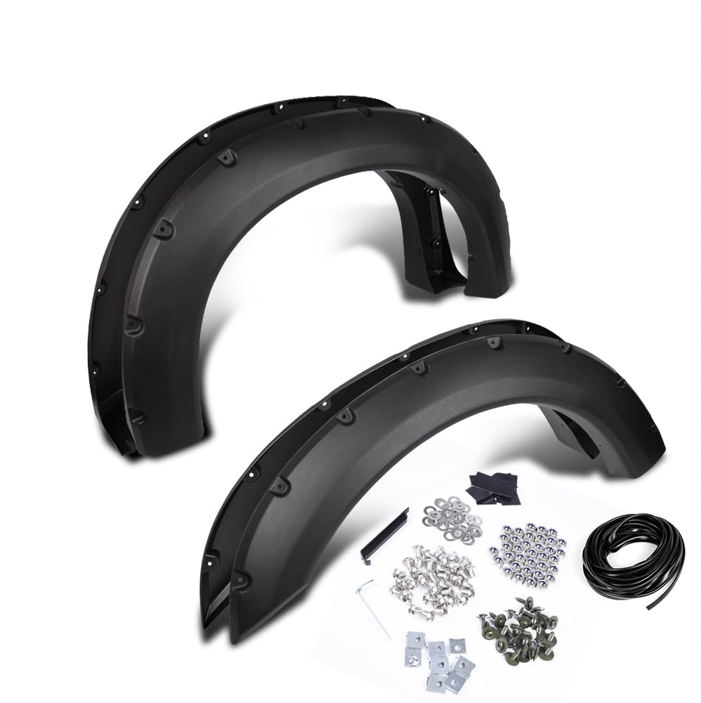 G-PLUS 4PCS Fender Flares Compatible with Ford F250 F350 Super Duty 1999-2007 (Not Fit Dually Models), Fender Wheel Opening Molding, Textured Pocket Riveted