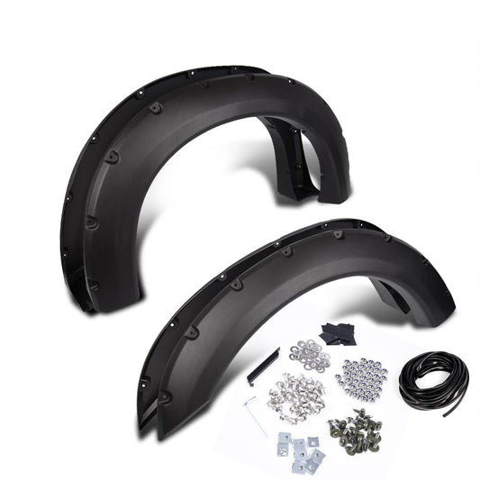 G-PLUS 4PCS Fender Flares Compatible with Ford F250 F350 Super Duty 1999-2007 (Not Fit Dually Models), Fender Wheel Opening Molding, Textured Pocket Riveted