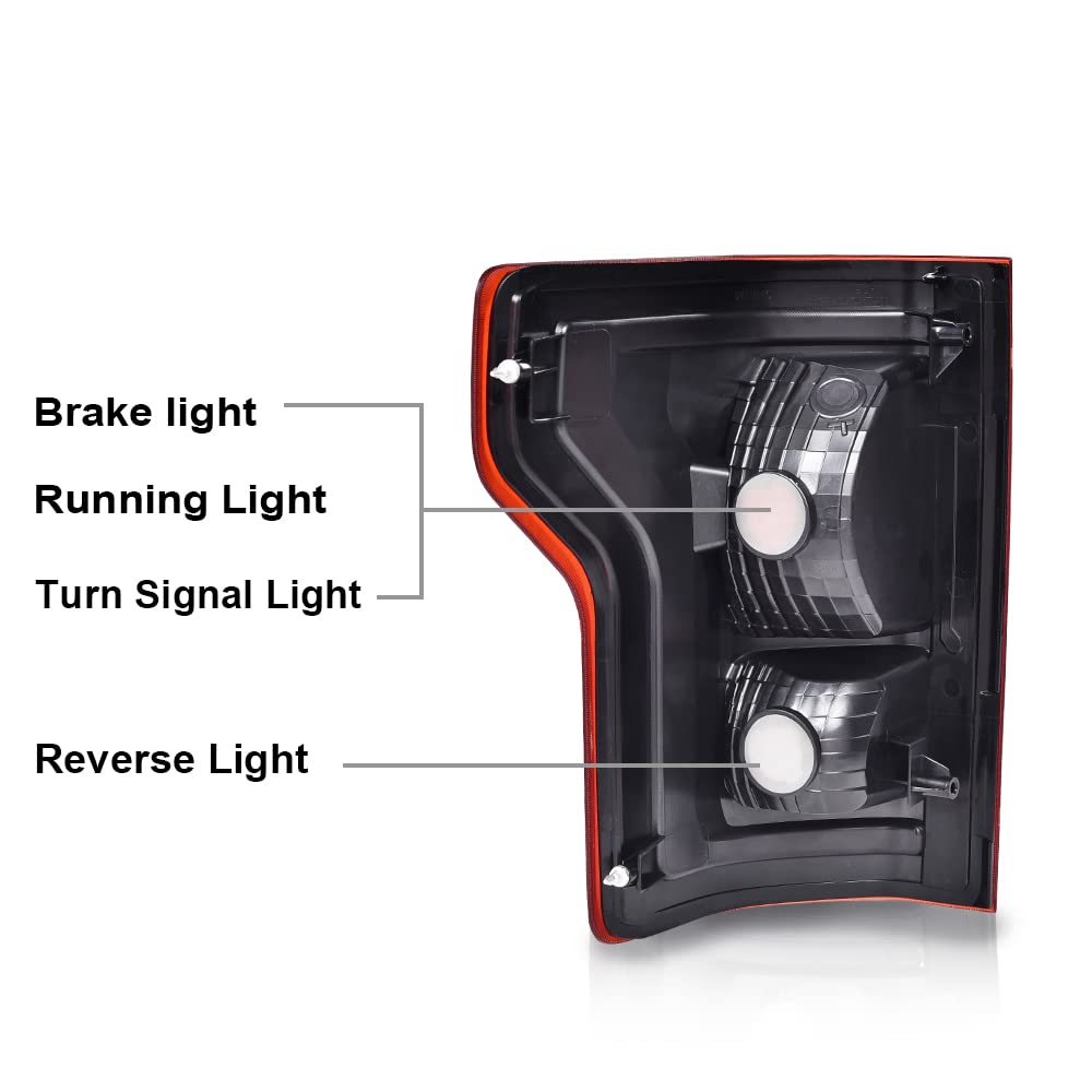 G-PLUS Tail Lights Assembly Left & Right Side Compatible with Ford F150 2015 2016 2017 Taillamps Brakelights w/o bulb Halogen Red lens FL3Z13405A-PFM FL3Z13404A-PFM FO2800239C FO2801239C