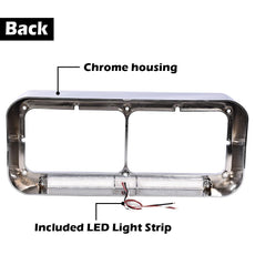 G-PLUS Headlight Visors 2PCS Chrome Clear Lens Amber LED Strips Additional Angle