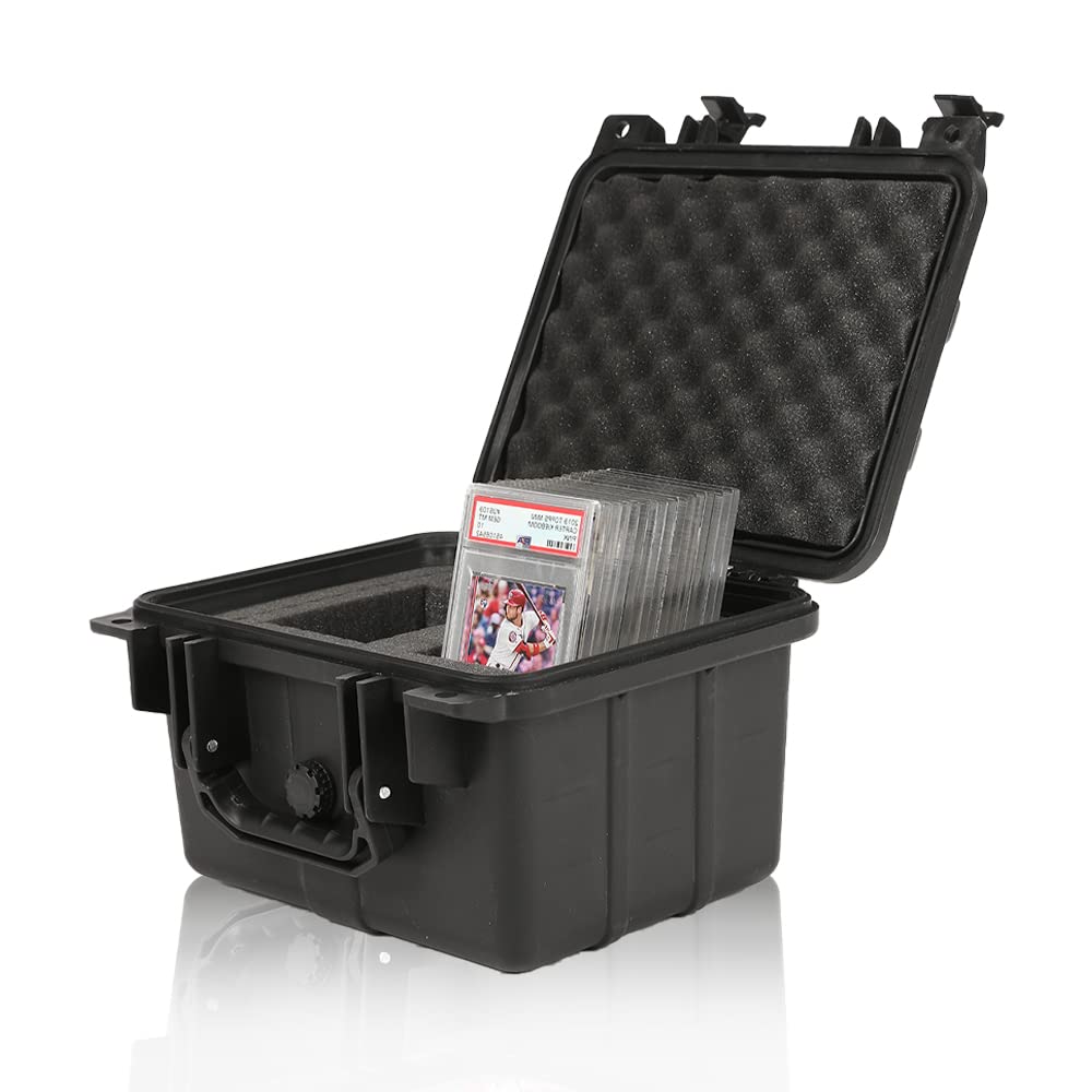 G-PLUS Graded Card Storage Box for BGS PSA SGC FGS Weatherproof Graded Sports Trading Cards(Small, Black)