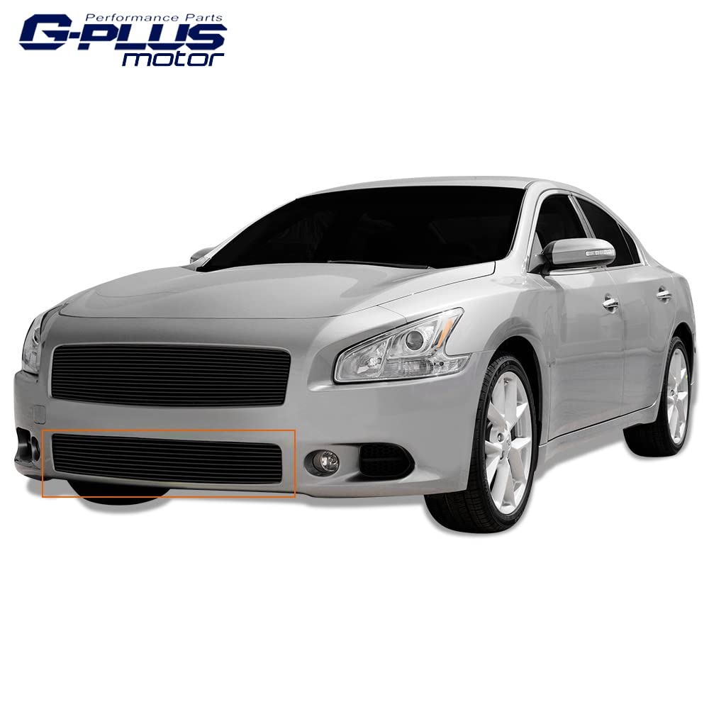 G-PLUS Front Lower Bumper Black Billet Grille Compatible With 2009-2014 Nissan Maxima Black