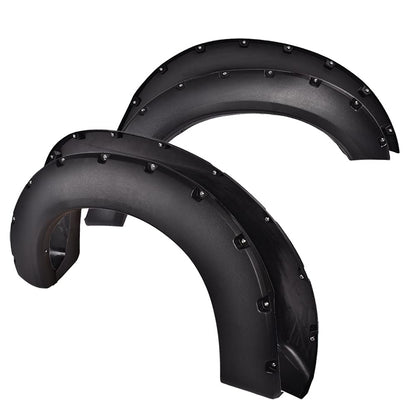 G-PLUS 4PCS Fender Flares Compatible with Ford F250 F350 Super Duty 2011-2016 Styleside Model Only w/ 81.8" / 98.0" Bed Length (NOT Fit Dually & Flareside Models), Textured Pocket Riveted