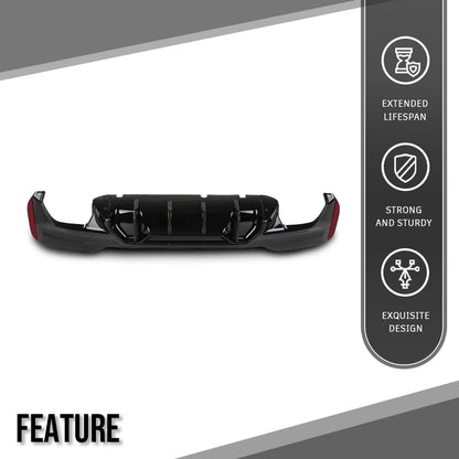 G-PLUS Rear Diffuser Compatible with BMW G30 G31 G38 5 Series 2017-2023 with M Sport Bumper Only, NOT Fit Rectangle Exhaust Tips On M550i Model, Rear Bumper Diffuser Gloss Black