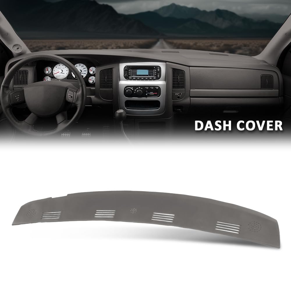G-PLUS TPE Cover for Defrost Dash Panel Gray Compatible with 2002 2003 2004 2005 Dodge Ram 1500/2003-2005 Dodge Ram 2500 3500