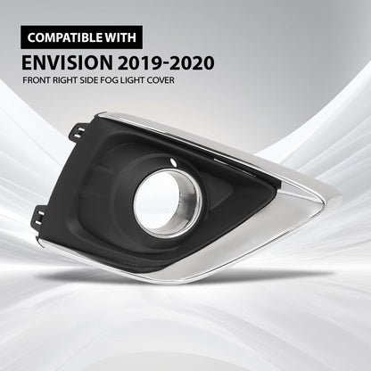 G-PLUS Fog Light Covers Front Passenger Right Side Hand Compatible with Buick Envision (submodel: Base, Essence, Preferred, Premium, Premium II) 2019 2020 42489939, GM1039266 Chrome Black