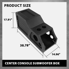 G-PLUS 12" Center Console Subwoofer Box for Chevy GM Crew Cab 2014-2018 Black Side View
