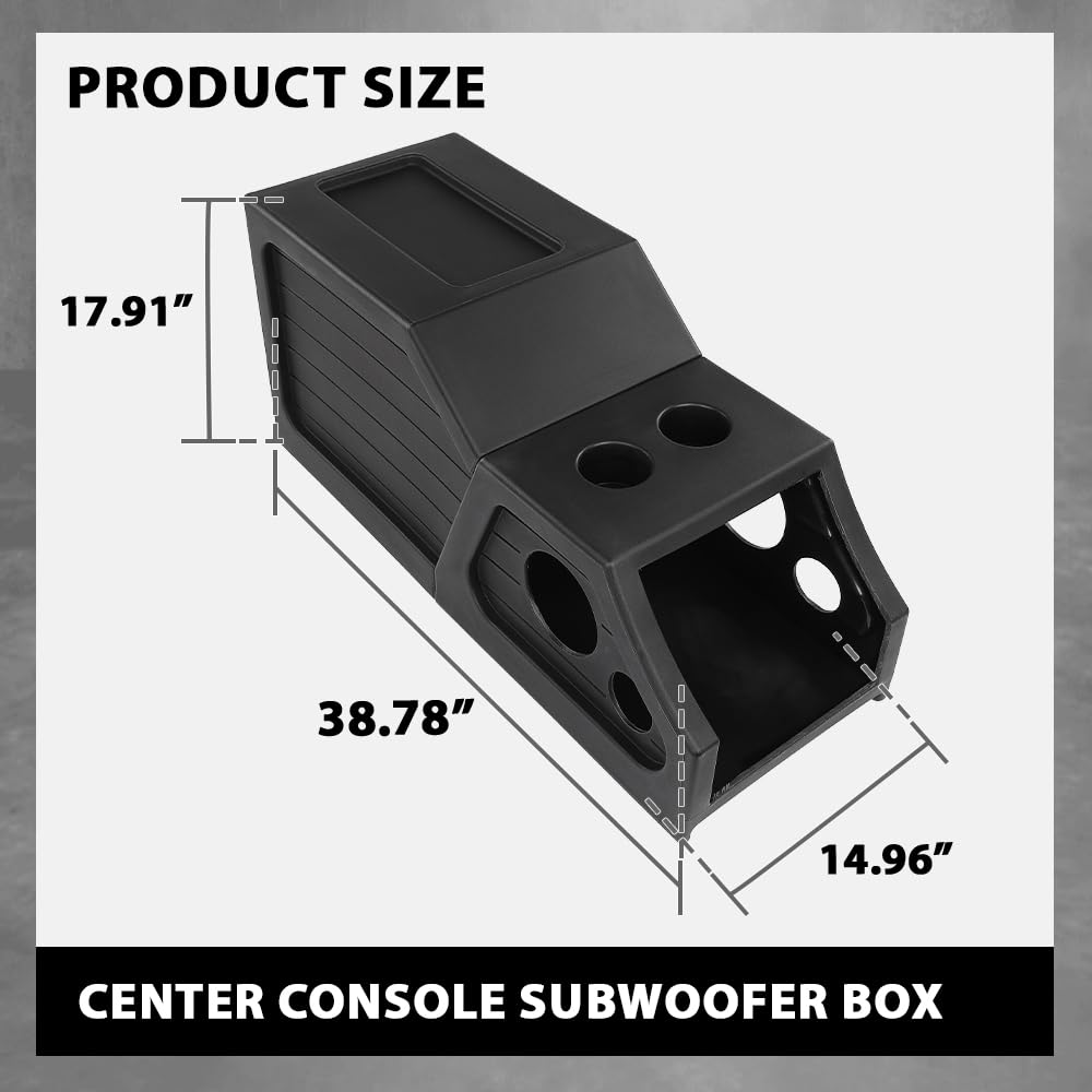 G-PLUS 12" Center Console Subwoofer Box Compatible with Chevy/GM Crew Cab 2014-2018 Black