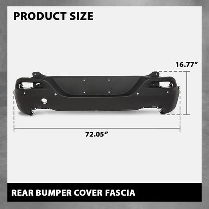 G-PLUS Rear Bumper Cover Fascia, Compatible with Jeep Cherokee 2014-2018, Fit Models with Park Assist Sensor Holes, CH1100A03, 187-01816E