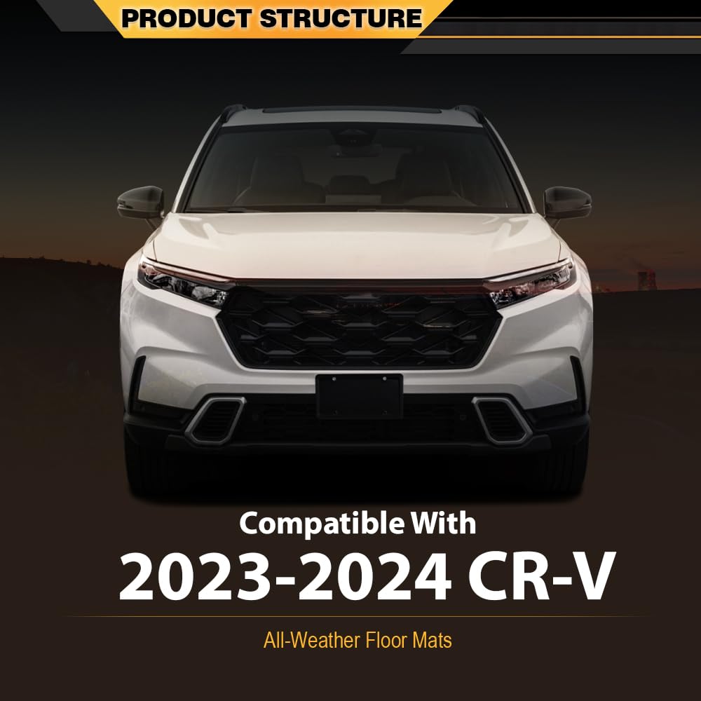 G-PLUS TPE Floor Mats Compatible with Honda CRV 2023 2024 2025 (Include Hybird) All Weather Full Cover Protection Floor Liners Accessories 1st & 2nd Row Cargo Liner Black
