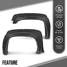 G-PLUS Fender Flares Pocket Riveted Compatible with Dually Step Side Models Smooth Black Product Image