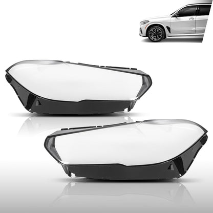G-PLUS Headlight Lens Cover Compatible with BMW X5 X6 G05 G06 2018-2022 Left & Right Pair Front Headlamp Lens Cover Clear