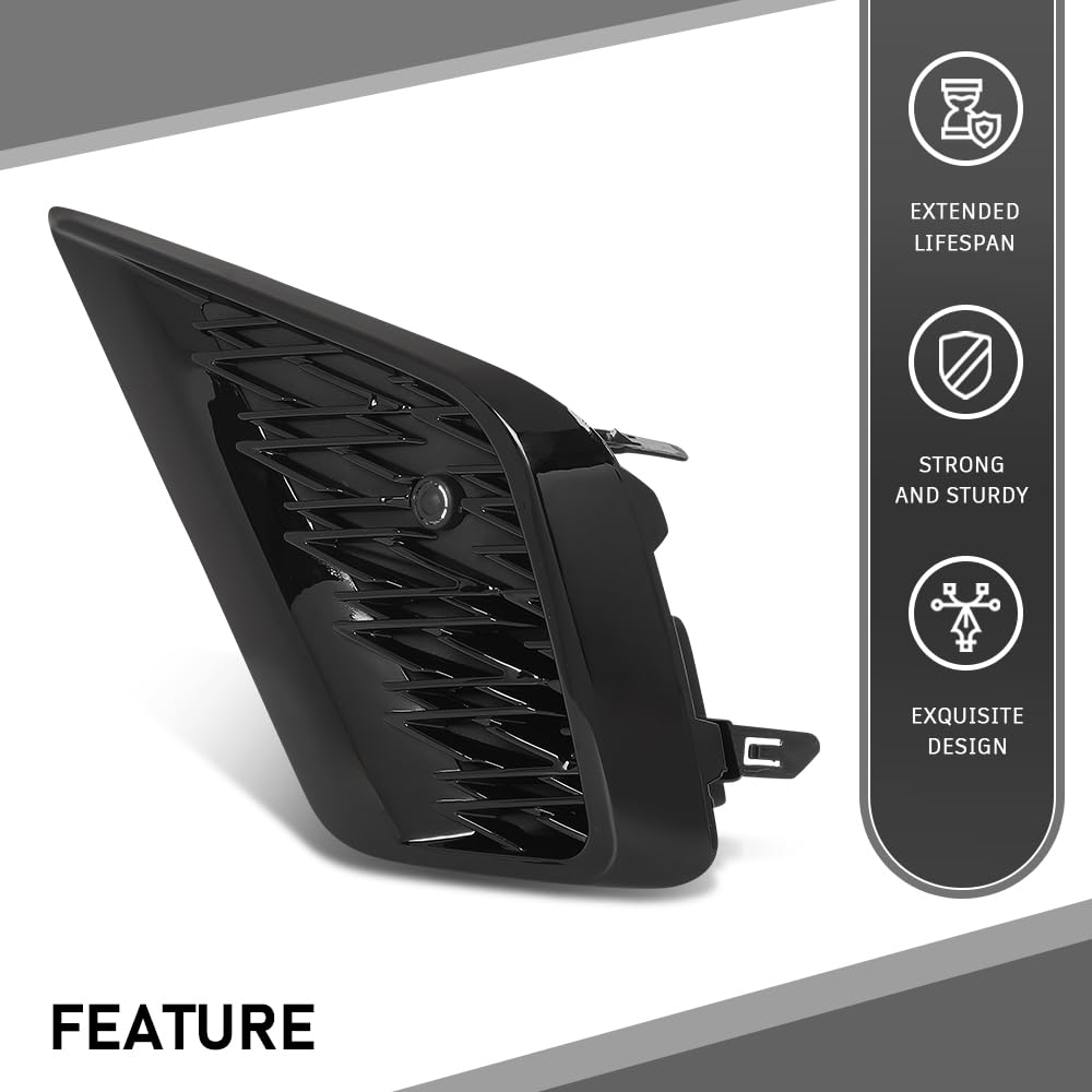 G-PLUS Front Bumper Grille Vent Insert Left Compatible with LX NX300 Base/F Sport/Luxury 2018-2021,Compatible with LX NX300h 2021 5314278090, LX1038135, 53142-78090 Gloss Black