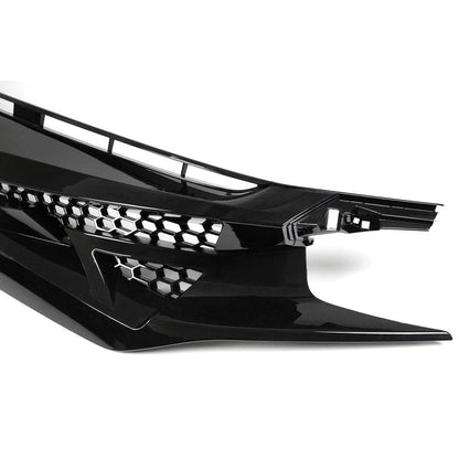 Compatible For Honda Civic 10th GEN 2016 2017 2018 Glossy Black FK8 TYPE-R Style Front Bumper Mesh Grille ABS Plastic Hood Grill + Eye Lid Replacement
