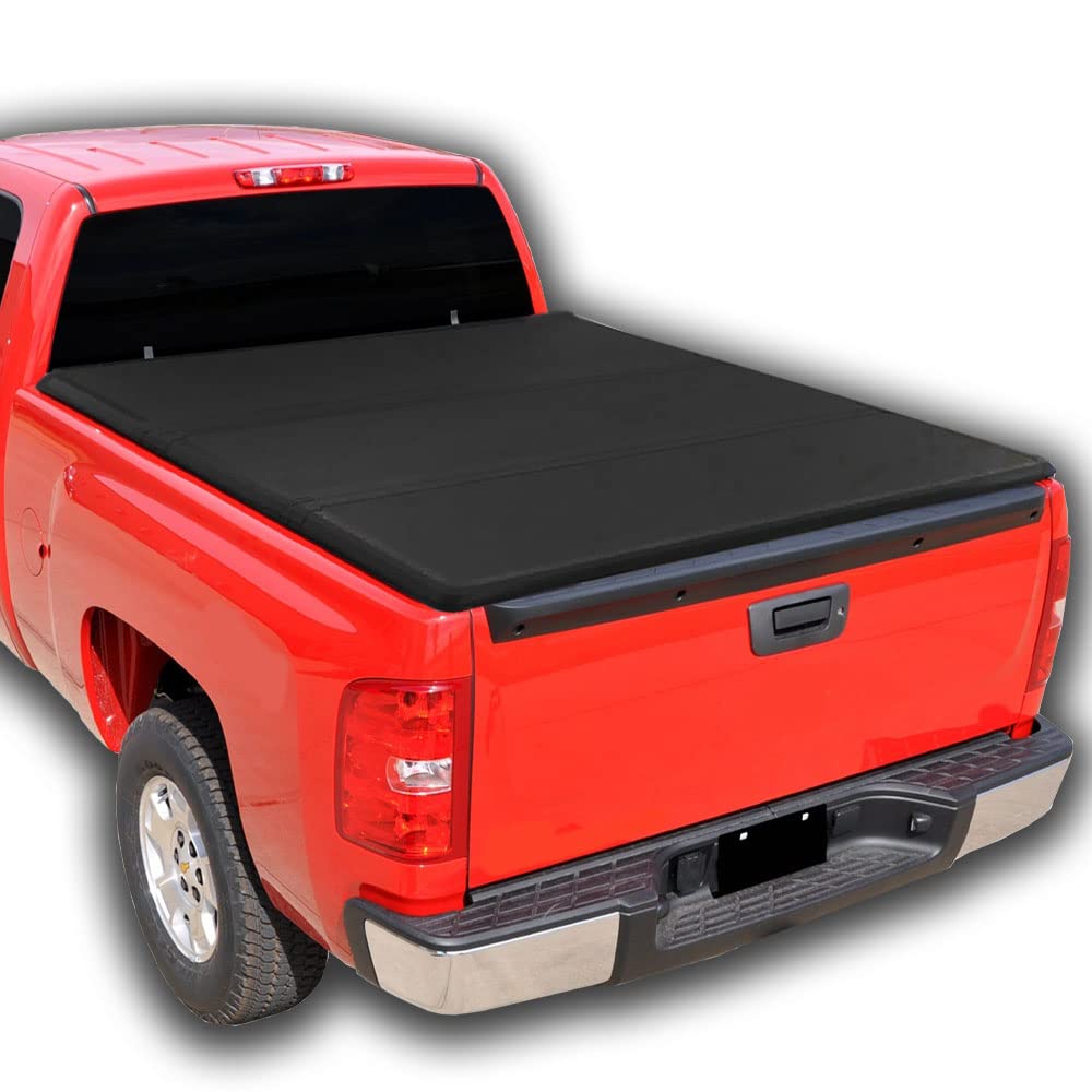 G-PLUS T3 Tri-Fold Hard Lock 5.8Ft Truck Tonneau Cover Compatible with 2007-2013 Chevy Silverado/GMC Sierra | 5'8"(72") Folding Short Bed Lock