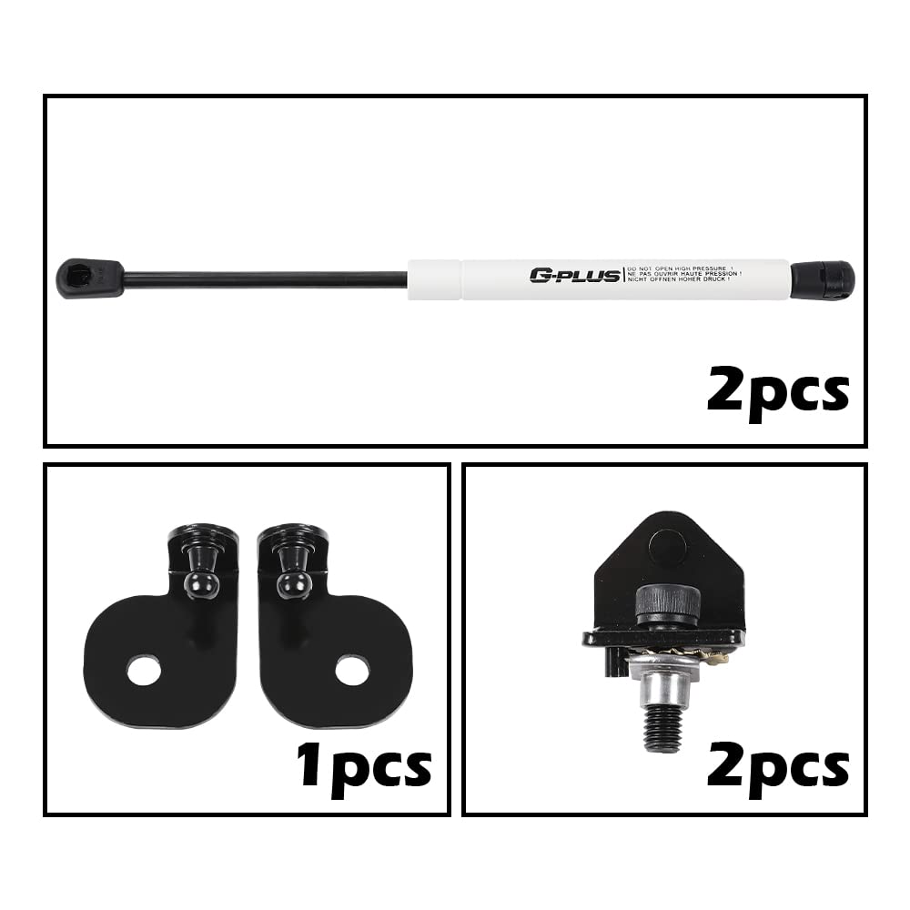 G-PLUS Racing Hood Lift Strut Damper Shock Set- Complete Kit White Compatible with Ford Mustang 15-21