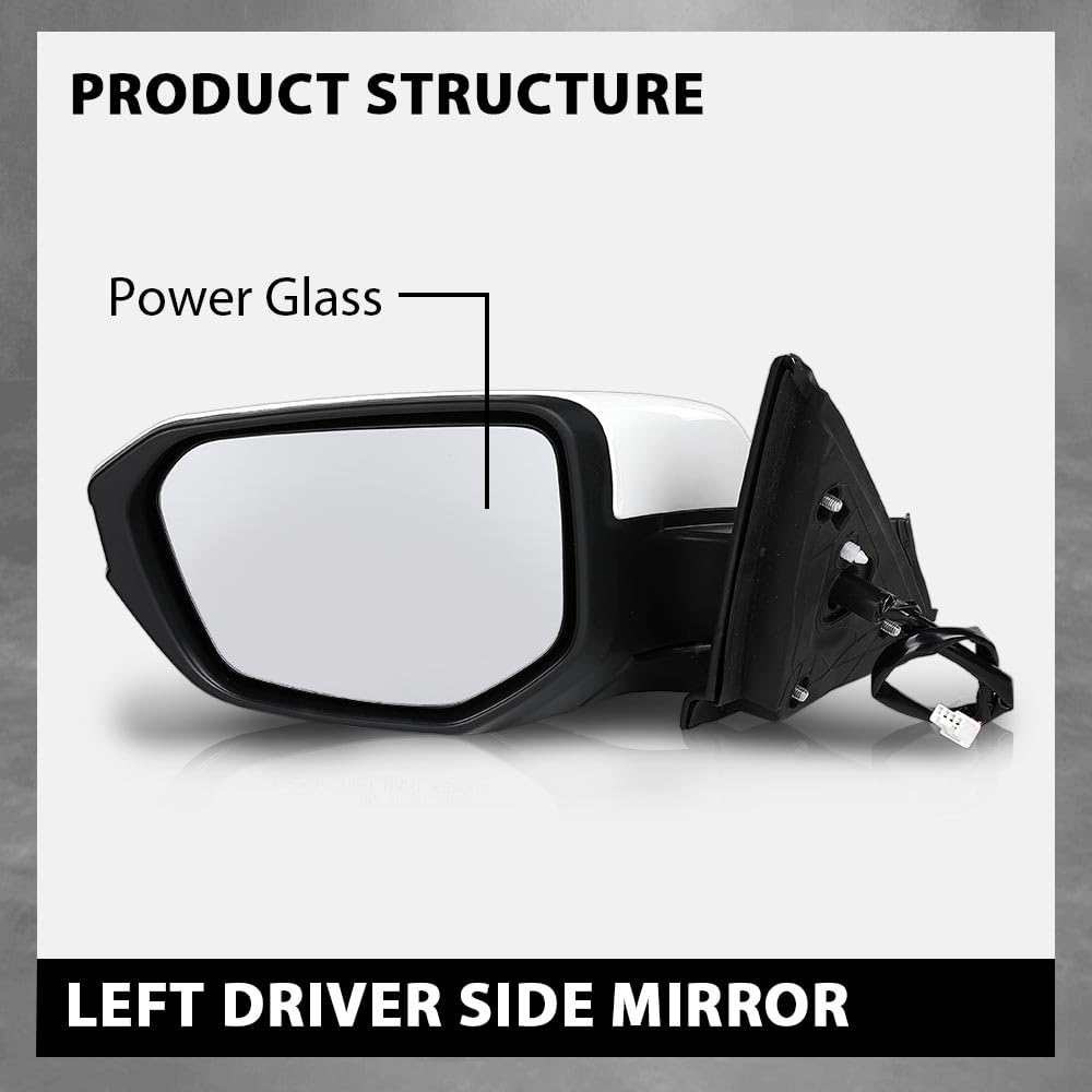 G-PLUS Power Mirror w/ 3-Pin Left Driver Side Compatible with Honda Civic DX 2016-2020/Fit Honda Civic LX 2015-2021 Manual Folding 76208TBAA03ZA-PFM 76208TBAC03ZA-PFM White