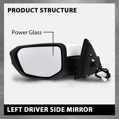 G-PLUS Power Mirror w/ 3-Pin Left Driver Side Compatible with Honda Civic DX 2016-2020/Fit Honda Civic LX 2015-2021 Manual Folding 76208TBAA03ZA-PFM 76208TBAC03ZA-PFM White