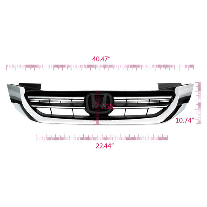 G-PLUS Front Bumper Upper Hood Grille Compatible with Honda Accord Sedan 2013 2014 2015 Replacement Black & Chrome Grill 71121T2FA01, HO1200214