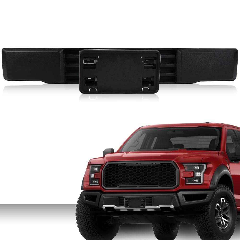 G-PLUS Front Bumper & License Plate Bracket Compatible with Ford F150 2015-2017 Grille Trim Panel and License Plate Mount Fascia Cover Set,Not Fit Ecoboost Powered F150 FL3Z-17E810-AA FL3Z-17A385-A