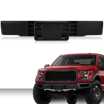 G-PLUS Front Bumper & License Plate Bracket Compatible with Ford F150 2015-2017 Grille Trim Panel and License Plate Mount Fascia Cover Set,Not Fit Ecoboost Powered F150 FL3Z-17E810-AA FL3Z-17A385-A
