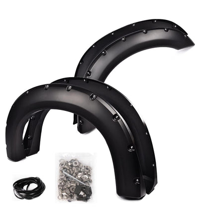 G-PLUS Fender Flares, Compatible with 1999-2007 Ford F250 F350 Super Duty, (Does Not Fit Dually Models), Smooth Pocket Rivet Bolt Style Protection Guards Cover 4pcs