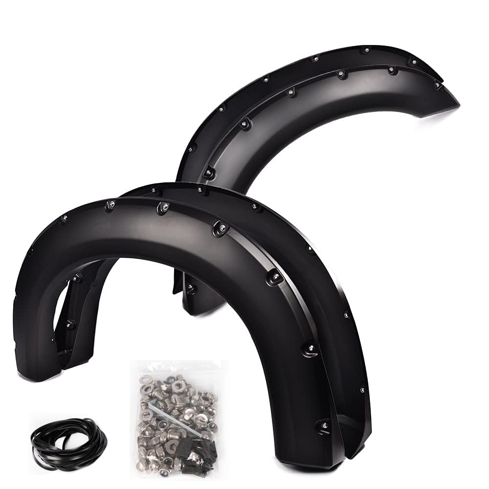 G-PLUS Pocket-Riveted Upgrade Fender Flares, Compatible with Ford F150 2009-2014 Styleside with 67.0" / 78.8" / 97.4" Bed Length Models Only (Not Fit Platinum and Raptor models) Smooth Wheel Flares