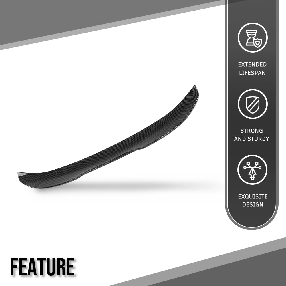 G-PLUS Rear Trunk Spoiler Wing Compatible with BMW 3 Series Coupe E92 2006-2013, Fit BMW M3 Coupe E92 2007-2013, Fit 2 Door Coupe Only Rear Spoiler Wing Carbon Fiber Black