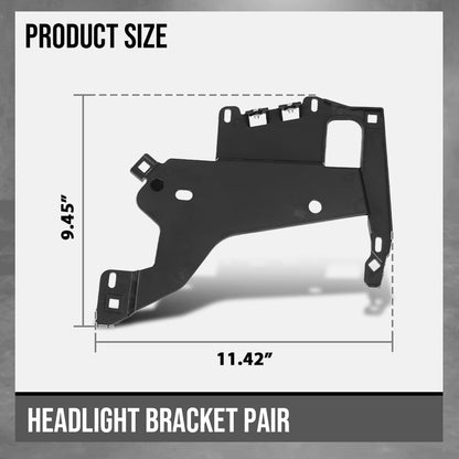 G-PLUS Headlight Bracket Pair Compatible with Chevy Corvette C5 1997-2004 16523679, 16523680 Black