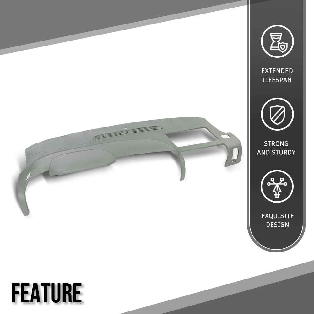 G-PLUS TPE Dash Cover Dashboard Compatible with Chevy Silverado GMC Sierra 2007-2013 Fit Dual Glovebox Style Dashes Gray