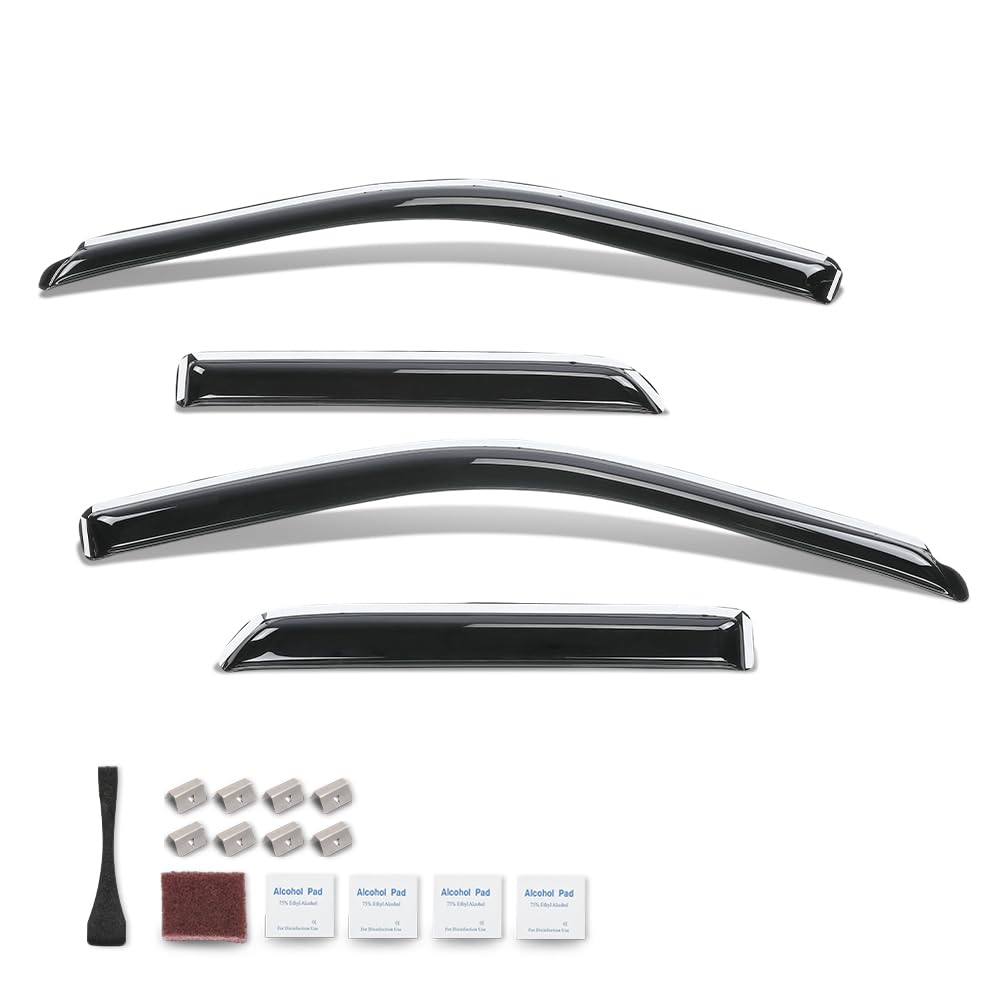 G-PLUS in-Channel Side Window Vent Visor Deflectors Rain Guards Fit Dodge Ram 1500 Quad Cab 2009-2018; Fit Dodge Ram 1500 Classic Quad Cab(EXCLUDES 1500 New Body Style) 2019-2024 4 PCS Smoky