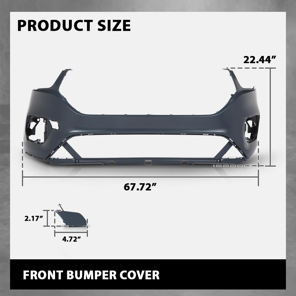 G-PLUS 1PC Front Bumper Cover w/Brackets Compatible with Ford Escape 2017 2018 2019, GJ5Z-17757-APTM, GJ5Z-17C947-AA, GJ5Z-17C947-AB, Black