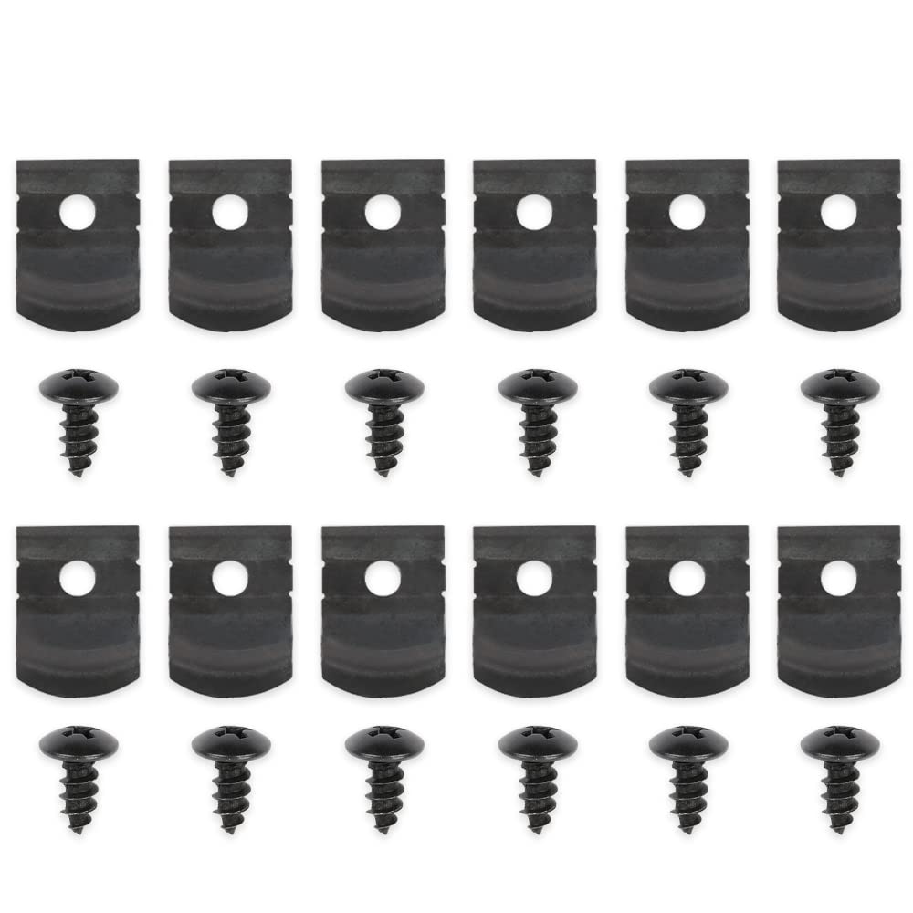 G-PLUS 1" Tall Rocker Molding Clips and Screw Set - 12 Pieces Compatible with GM Models Chevy 1962 1963 1964 1965 1966 1967 with Wide Style Rocker Panel Moldings
