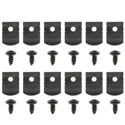 G-PLUS 1" Tall Rocker Molding Clips and Screw Set - 12 Pieces Compatible with GM Models Chevy 1962 1963 1964 1965 1966 1967 with Wide Style Rocker Panel Moldings