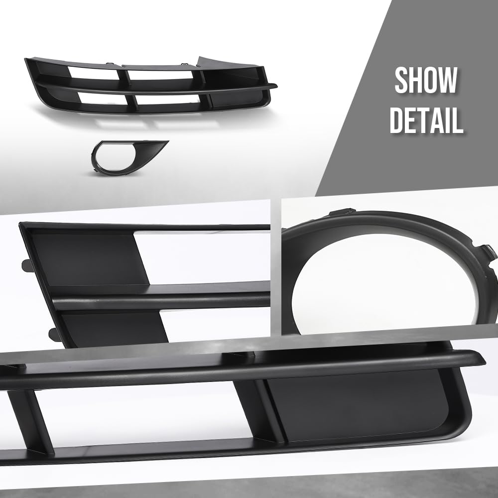 G-PLUS Front Bumper Lower Fog Light Grille Covers Pair Compatible with Audi Q7 Standard Base Model 2010 2011 2012 2013 2014 2015 (Not Fit Audi Q7 S-Line Model) 4L0807681B, 4L0807682B Black