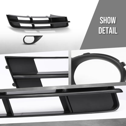 G-PLUS Front Bumper Lower Fog Light Grille Covers Pair Compatible with Audi Q7 Standard Base Model 2010 2011 2012 2013 2014 2015 (Not Fit Audi Q7 S-Line Model) 4L0807681B, 4L0807682B Black