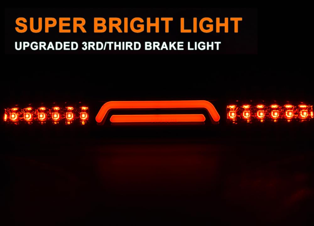 G-PLUS Brake Lights Assembly Compatible with Dodge Ram 2003-2006 2500 3500 3D Led Rear Center Tailgate Lamp Brake Light (Clear lens Clear Bottom)