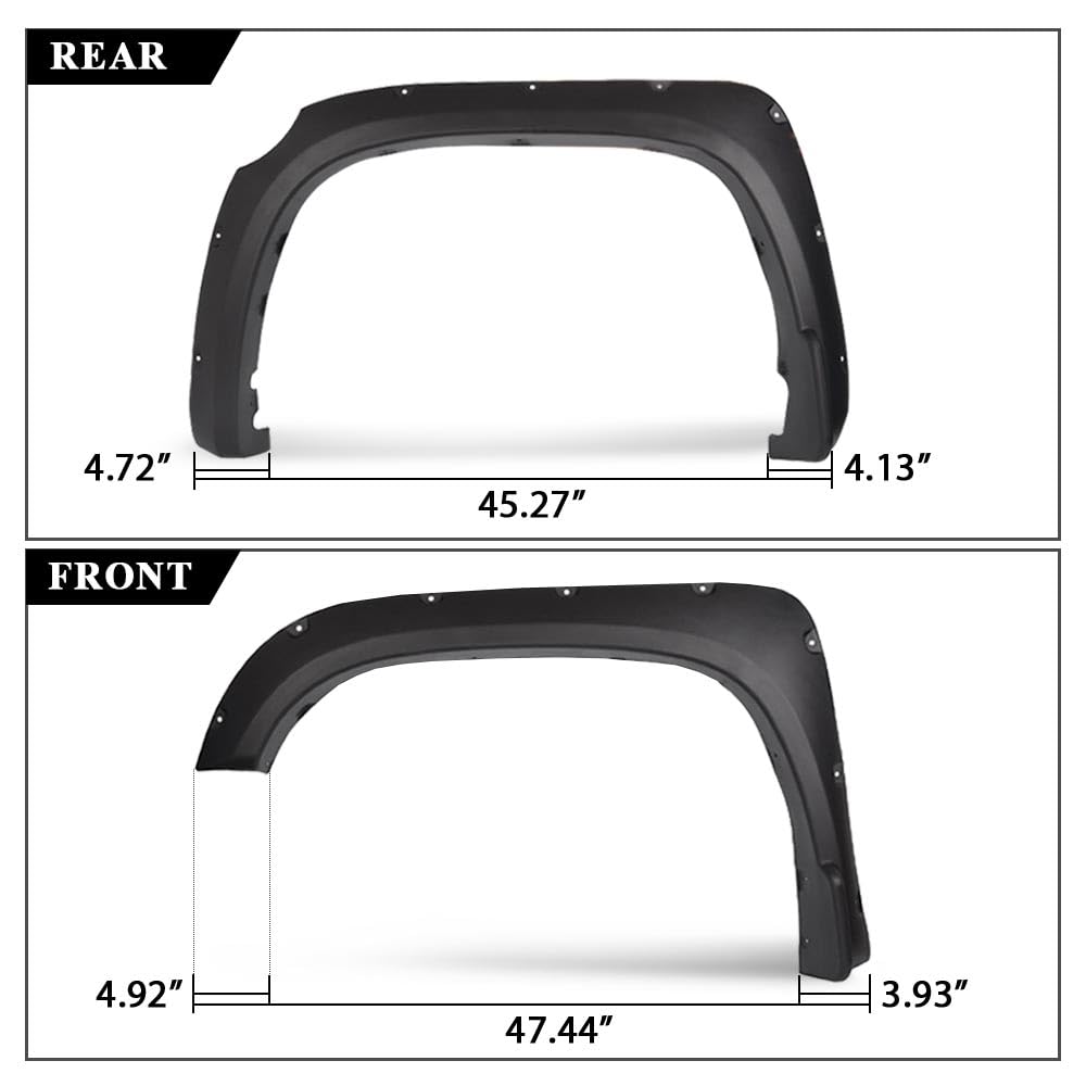 G-PLUS 4PCS Fender Flares Compatible with Toyota Tundra 2014-2020 66.7" / 78.7" / 97.6" Bed Length Wheel Cover Protector Vent Trim, Textured Riveted Pocket