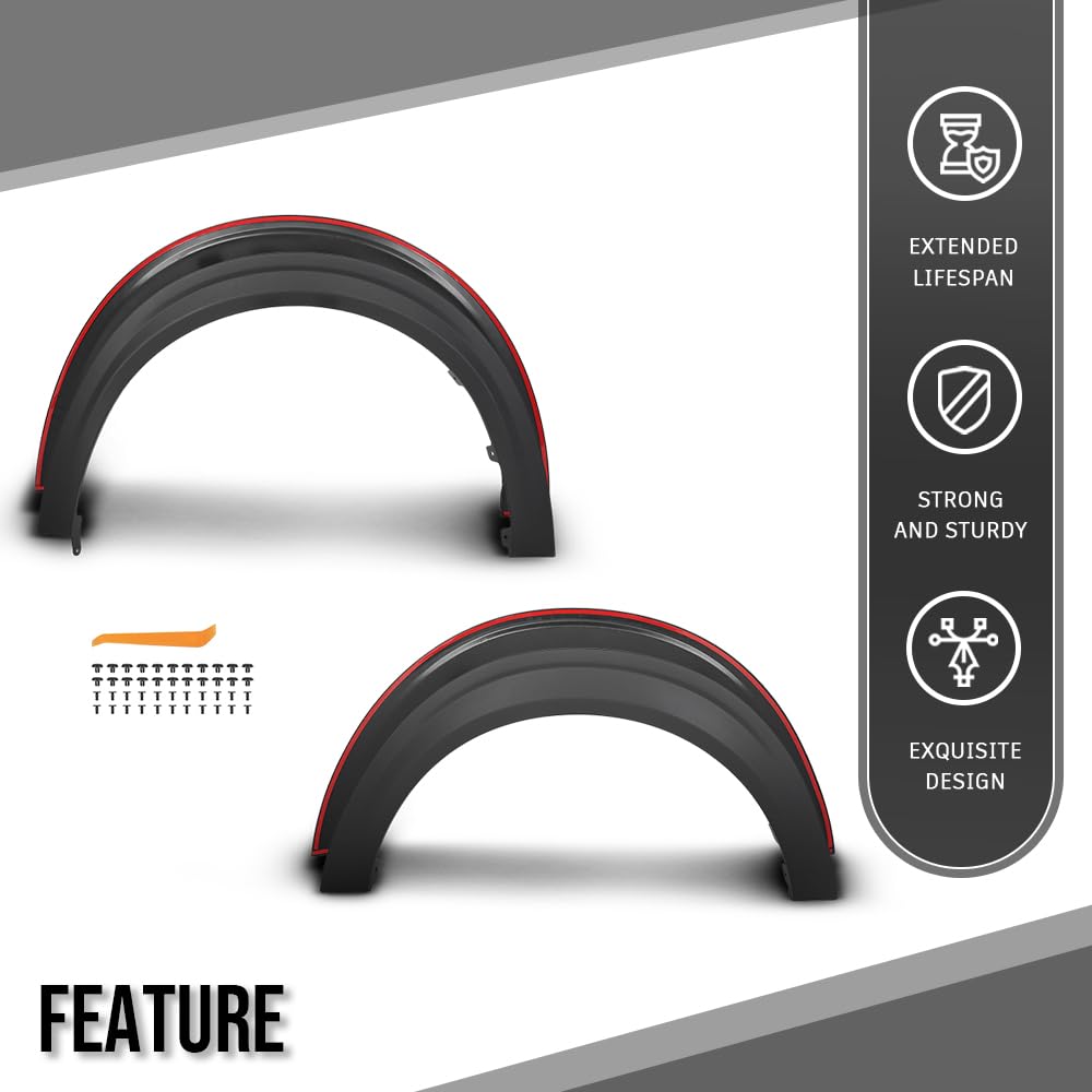G-PLUS Fender Flares Compatible with Ford Maverick 2022 2023 2024 2025 Front Rear Wheel Eyebrow Fender Trim Smooth Black