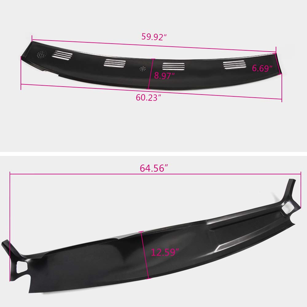 G-PLUS Molded Dashboard Dash Cover Cap Overlay Compatible with Dodge Ram 1500 2002-2005/Ram 2500 3500 2003-2005 Front Section ABS 2 Pieces Kit Black