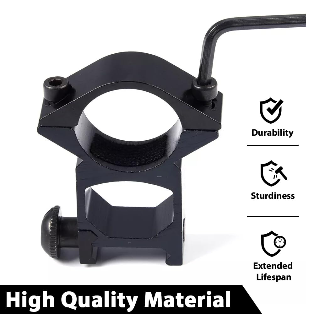 G-PLUS Scope Rings Mount Fit 1" Diameter 10mm 3/8" High Profile See-Thru Dovetail 2PCS Black