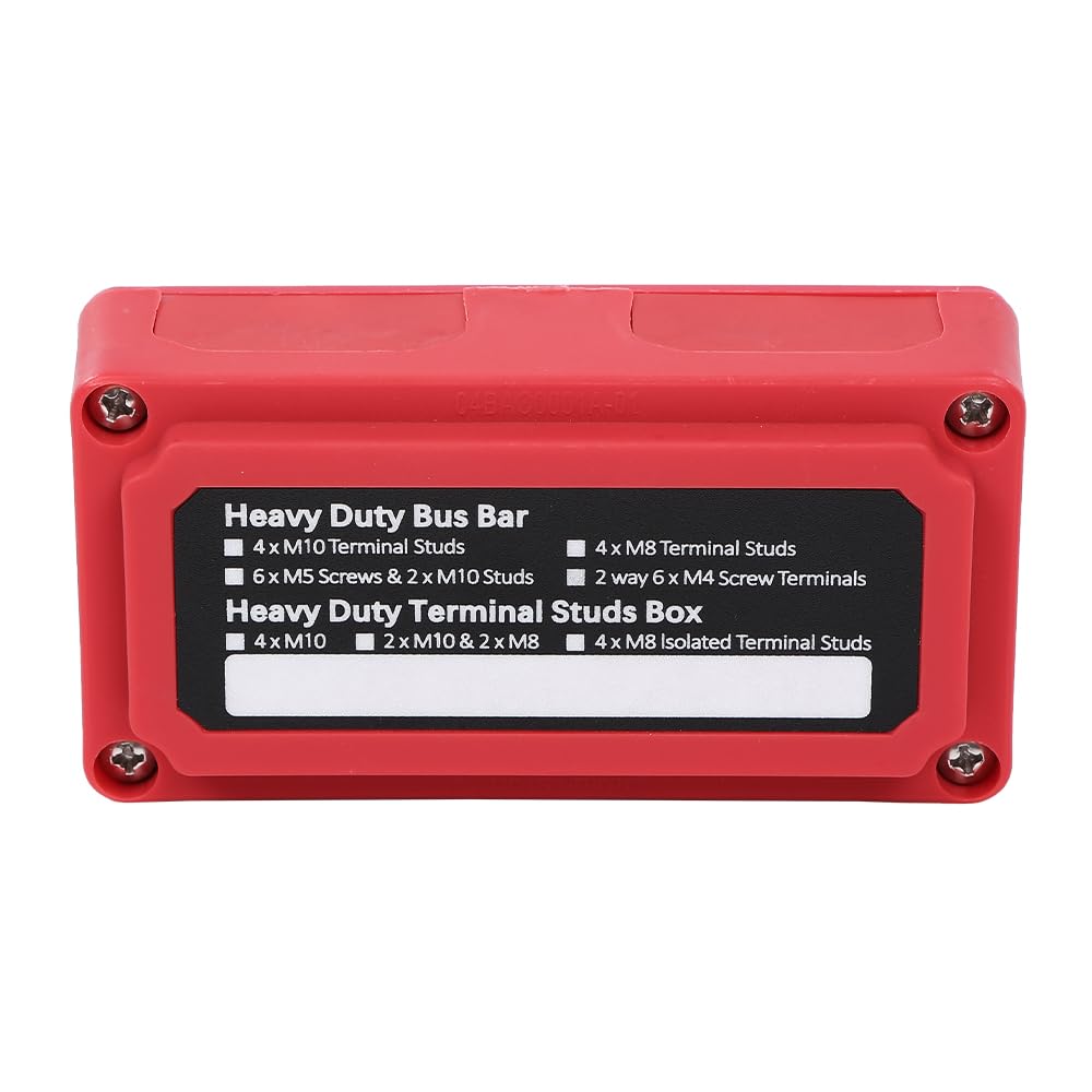 G-PLUS Nylon 30 Fiberglass Red Distribution Box 12 Terminal Ground Power Distribution Junction Block Kit 12V 100A