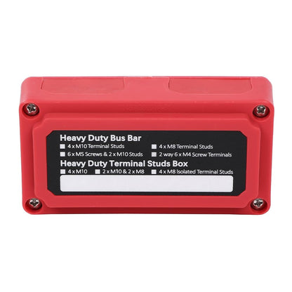 G-PLUS Nylon 30 Fiberglass Red Distribution Box 12 Terminal Ground Power Distribution Junction Block Kit 12V 100A