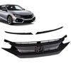 G-PLUS Front Bumper Grille w/Eye Lid Compatible with Honda Civic 10th Gen 2016 2017 2018 Front Upper Hood Grill Factory Style ABS Plastic