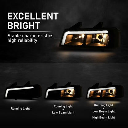 G-PLUS LED Headlights Assembly Front Headlamps Compatible with Chevy Express GMC Savana 1500 2003-2014, Fit Chevy Express GMC Savana 2500 3500 2003-2023 Clear Lens Black Housing