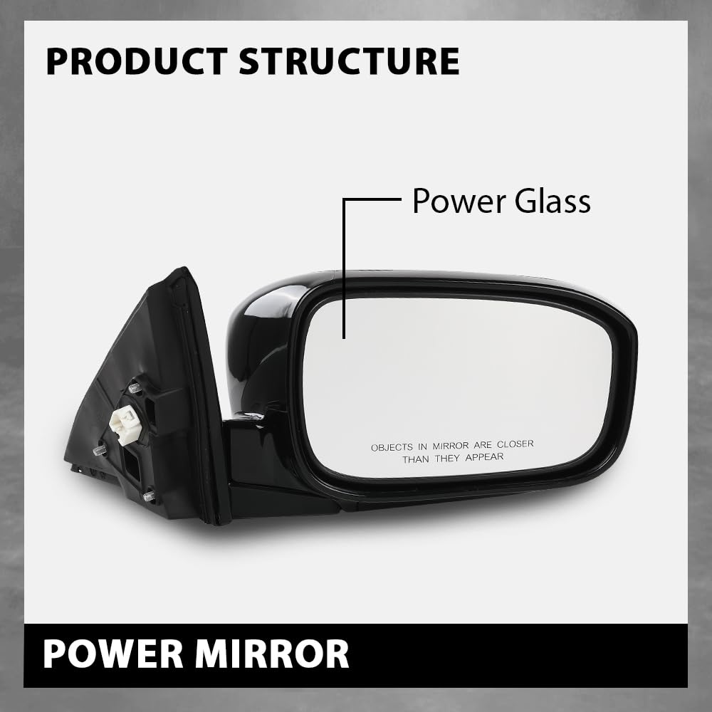 G-PLUS Power Mirror Driver and Passenger Side Compatible with Honda Accord 4-Door 2003-2007 Manual Folding 3-Pin HO1320152 HO1321152 76250SDAA13ZA 76200SDAA13ZA Glossy Black