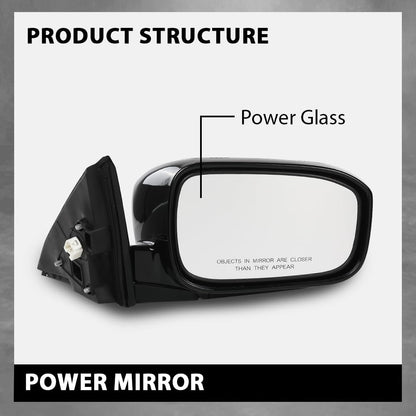 G-PLUS Power Mirror Driver and Passenger Side Compatible with Honda Accord 4-Door 2003-2007 Manual Folding 3-Pin HO1320152 HO1321152 76250SDAA13ZA 76200SDAA13ZA Glossy Black
