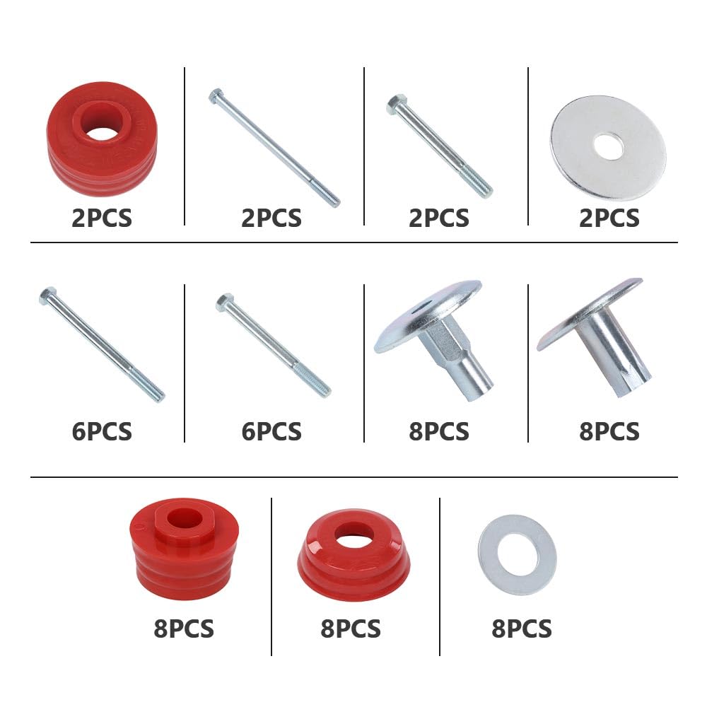 G-PLUS Body Mount Bushing Kit Compatible with Ford F250 F350 Super Duty 2WD and 4WD 2008-2016 Body Cab Mounts & Steel Sleeves & Hardware KF04060BK Red