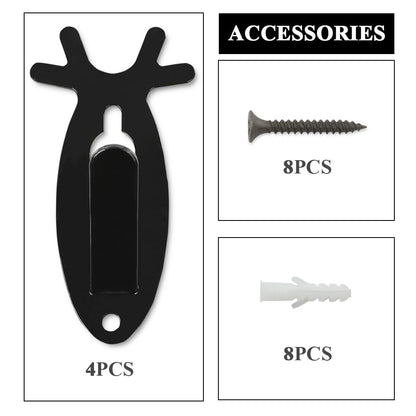 G-PLUS Wall Hanger Hook European Antler Style Wall Mount Bracket for Hanging Mounting Elk Deer Antelope Living Room Bedroom Home Decor 4PCS Black