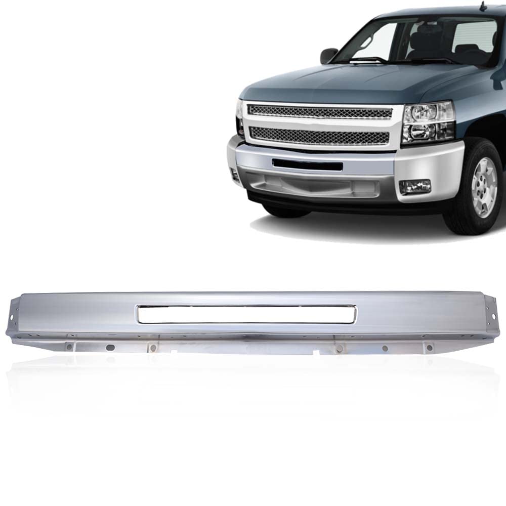 G-PLUS Front Bumper Cover Impact Face Bar Compatible with Chevy Silverado 1500 2007-2013, Fit Chevy Silverado 2500 3500 Pickup 2007-2010 w/Air Intake Hole, GM1002831, Silver